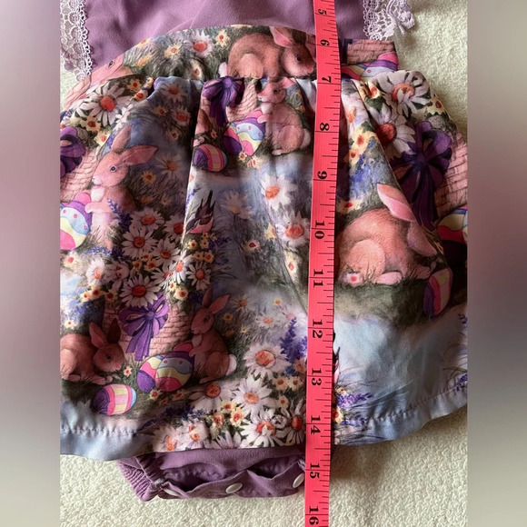 Toddler romper, rich purple and Easter bunny design. 2/3T - Picture 8 of 10